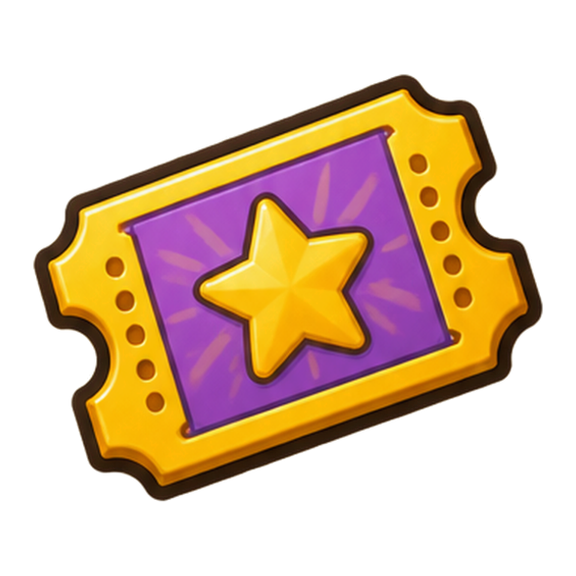A gold and purple Gold Star prize ticket